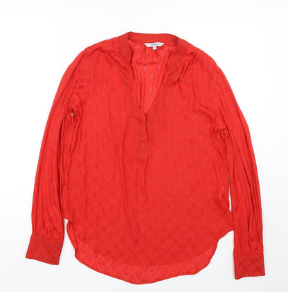 Womens UK Size 10 NEXT Red Basic Button-Up