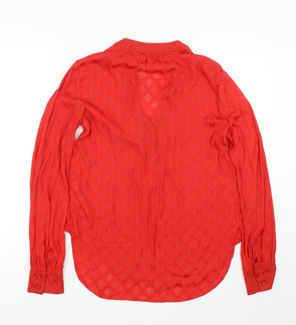 Womens UK Size 10 NEXT Red Basic Button-Up