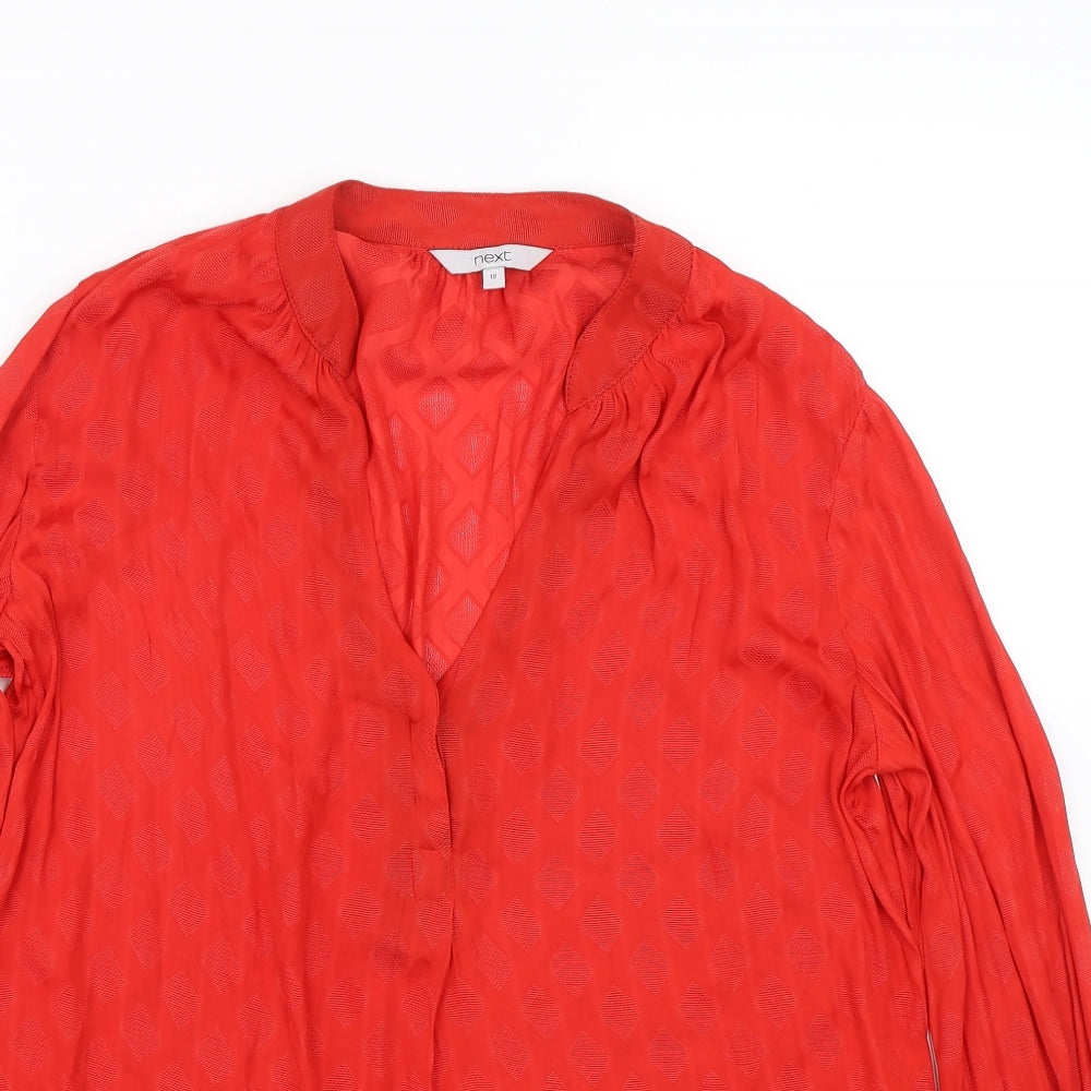 Womens UK Size 10 NEXT Red Basic Button-Up