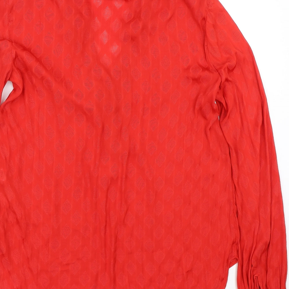 Womens UK Size 10 NEXT Red Basic Button-Up