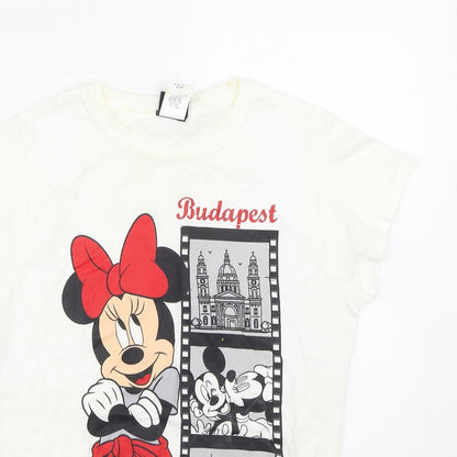 Womens UK Size S Disney White Basic T-Shirt