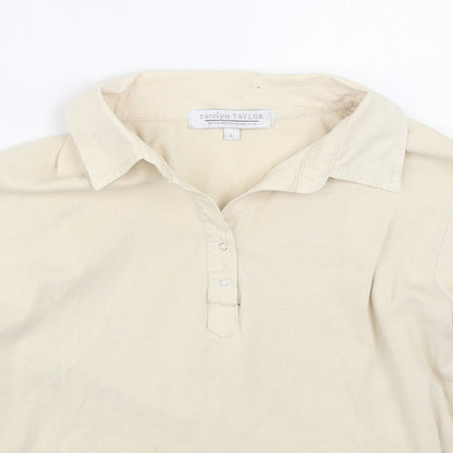 Womens UK Size L Carolyn Taylor Beige Basic T-Shirt