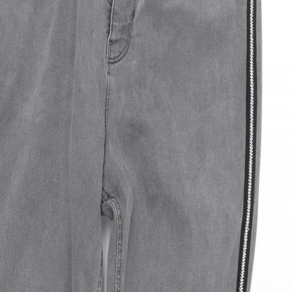 M&S Womens Grey Striped Denim Skinny Jeans Size 12 L25 in