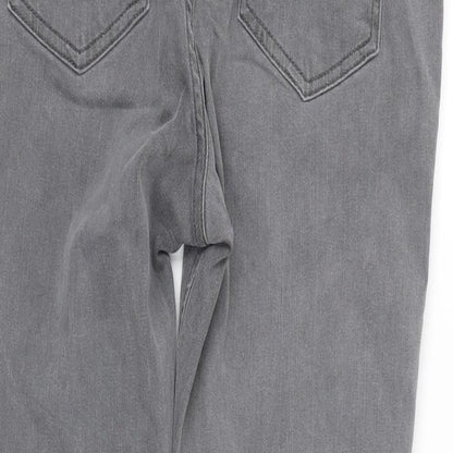 M&S Womens Grey Striped Denim Skinny Jeans Size 12 L25 in