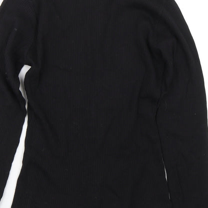 Revival Womens Black Striped  Wrap T-Shirt Size M
