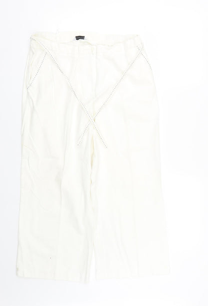 Warehouse Womens White   Cropped Trousers Size 16 L22 in