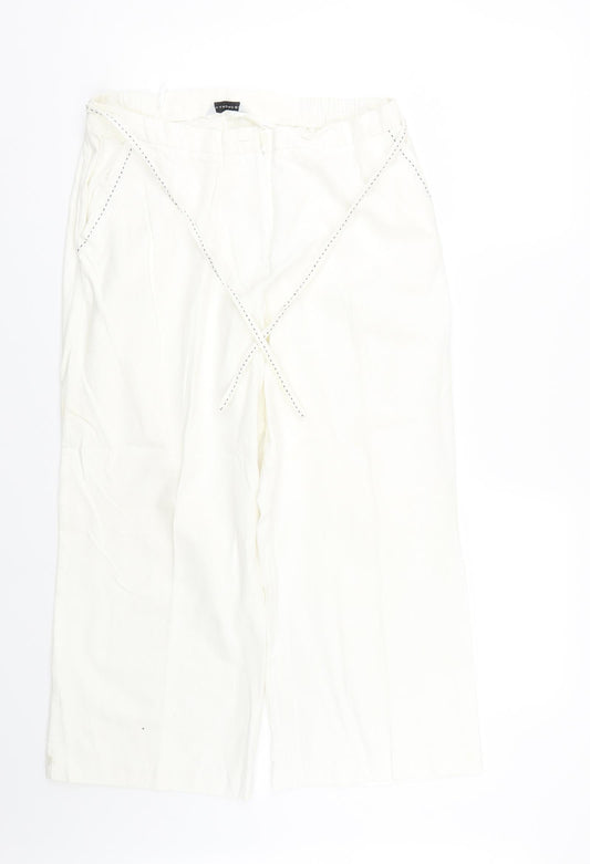 Warehouse Womens White   Cropped Trousers Size 16 L22 in