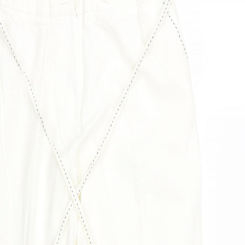 Warehouse Womens White   Cropped Trousers Size 16 L22 in