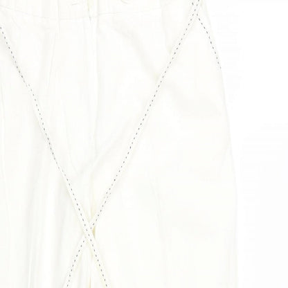 Warehouse Womens White   Cropped Trousers Size 16 L22 in