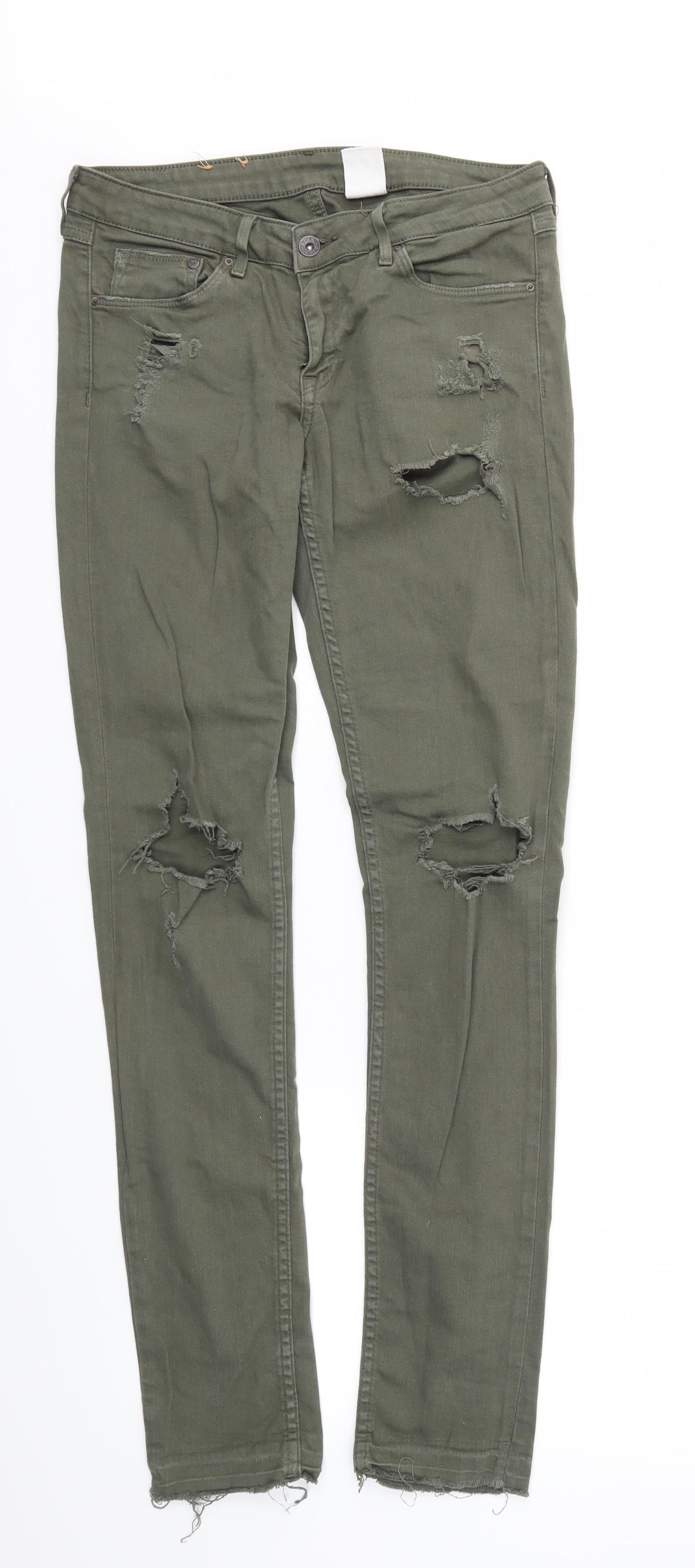 Womens UK Size 29 in Denim Regular Fit Skinny Green Jeans