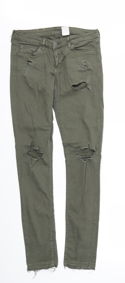 Womens UK Size 29 in Denim Regular Fit Skinny Green Jeans