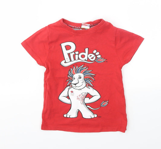 Pride Boys Red Animal Print  Basic T-Shirt Size 3-4 Years