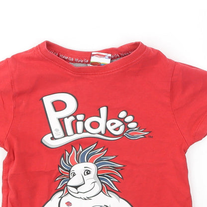 Pride Boys Red Animal Print  Basic T-Shirt Size 3-4 Years