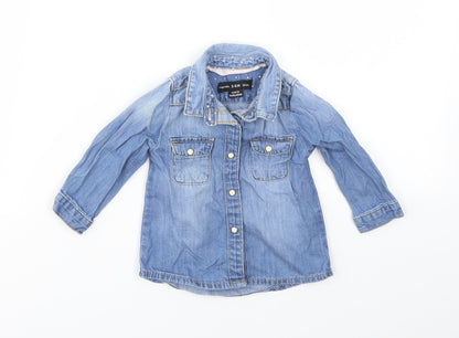 DENIM &CO Girls Blue   Basic Coat Jacket Size 3-6 Months