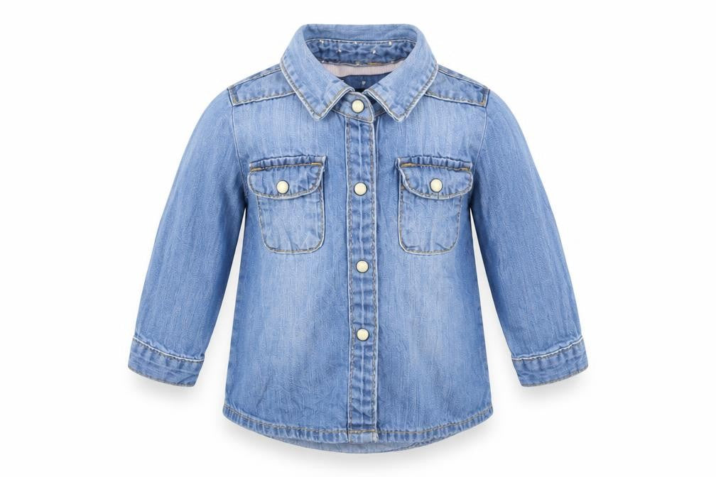 Denim & Co. Girls Blue   Basic Coat Jacket Size 3-6 Months