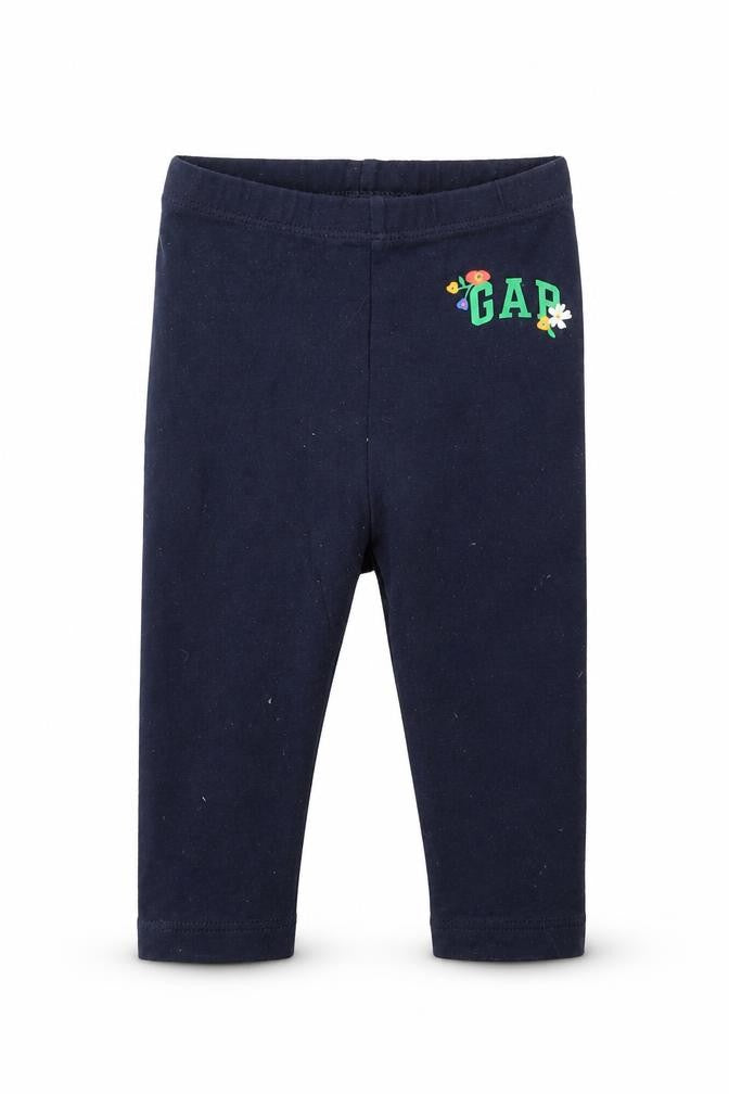 Front view of Gap girls’ blue capri leggings, size 6-9, months