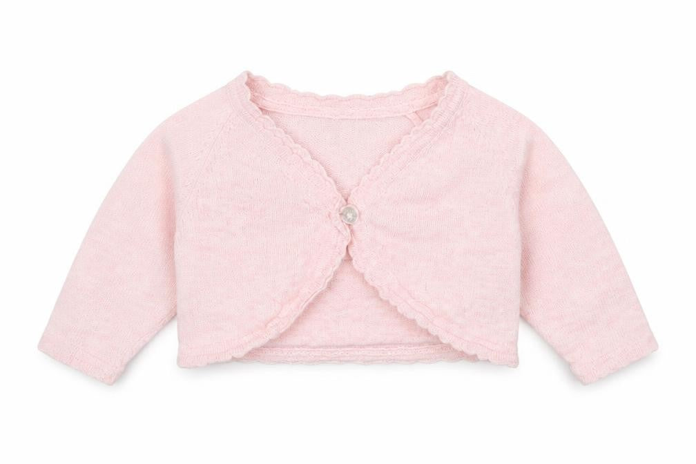 Front view of Next girls’ pink cardigan jumper, size 3-6, months