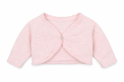 Front view of Next girls’ pink cardigan jumper, size 3-6, months