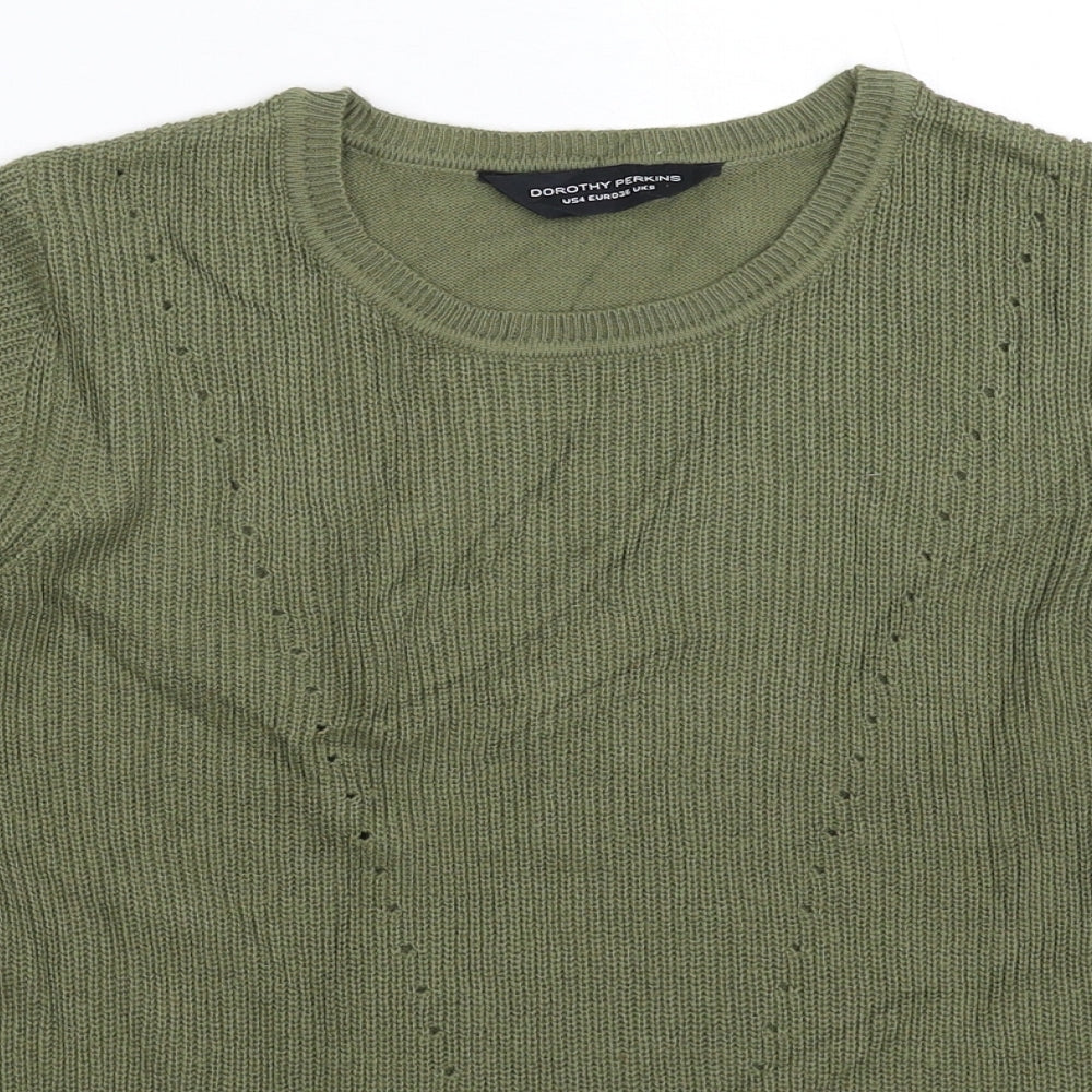 Womens UK Size 8 Dorothy Perkins Green Pullover Jumper