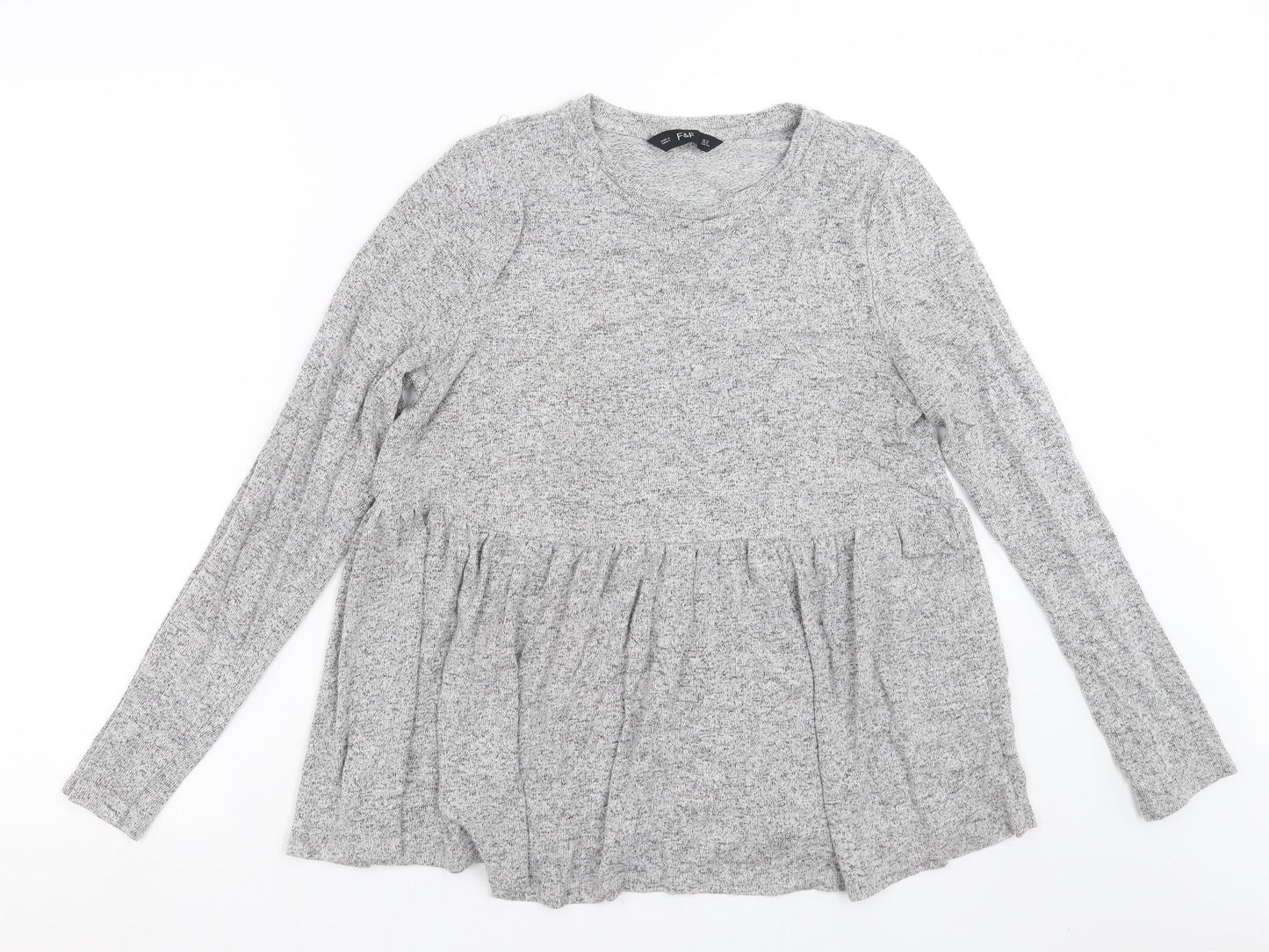F&F Womens Grey  Knit Pullover Jumper Size 12
