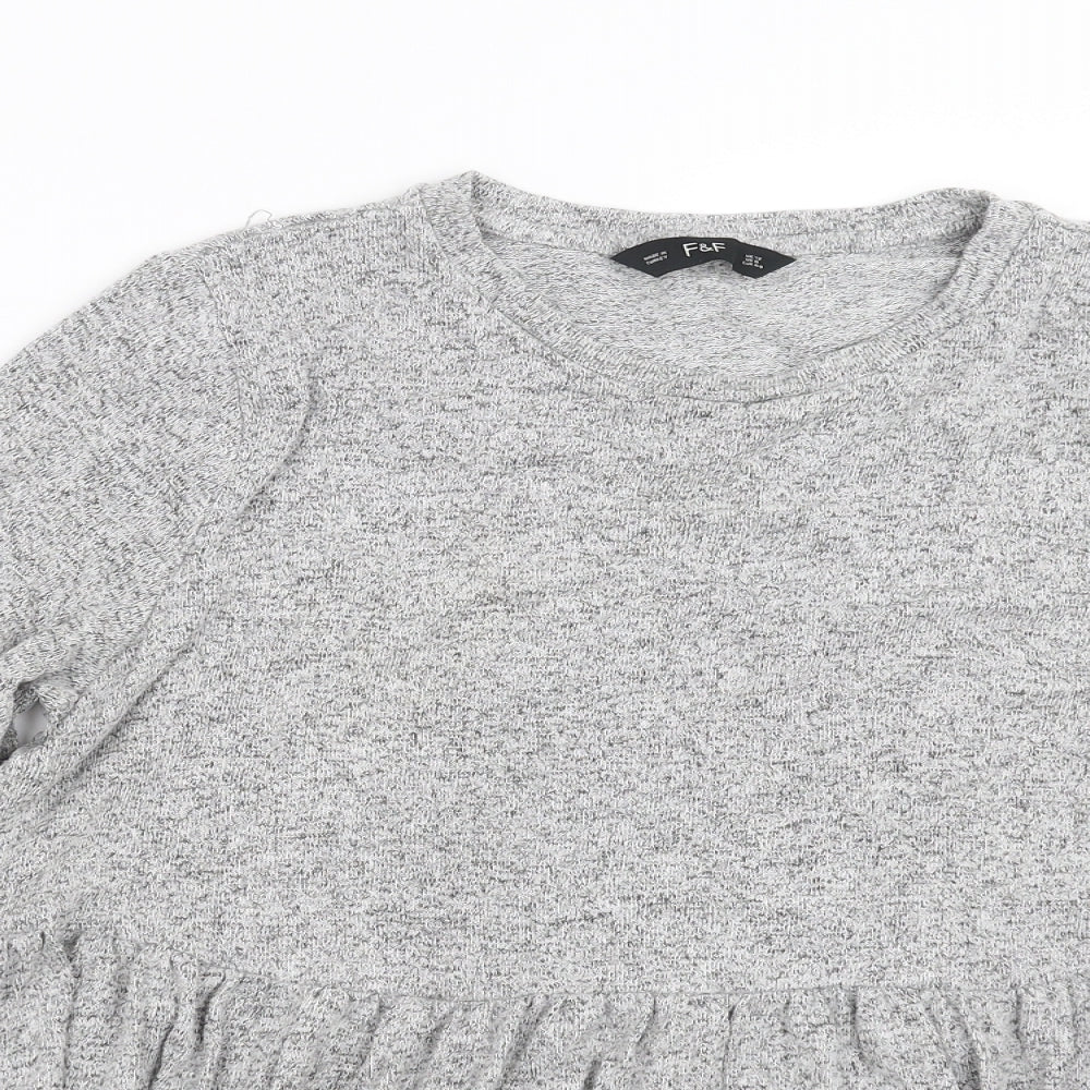 F&F Womens Grey  Knit Pullover Jumper Size 12