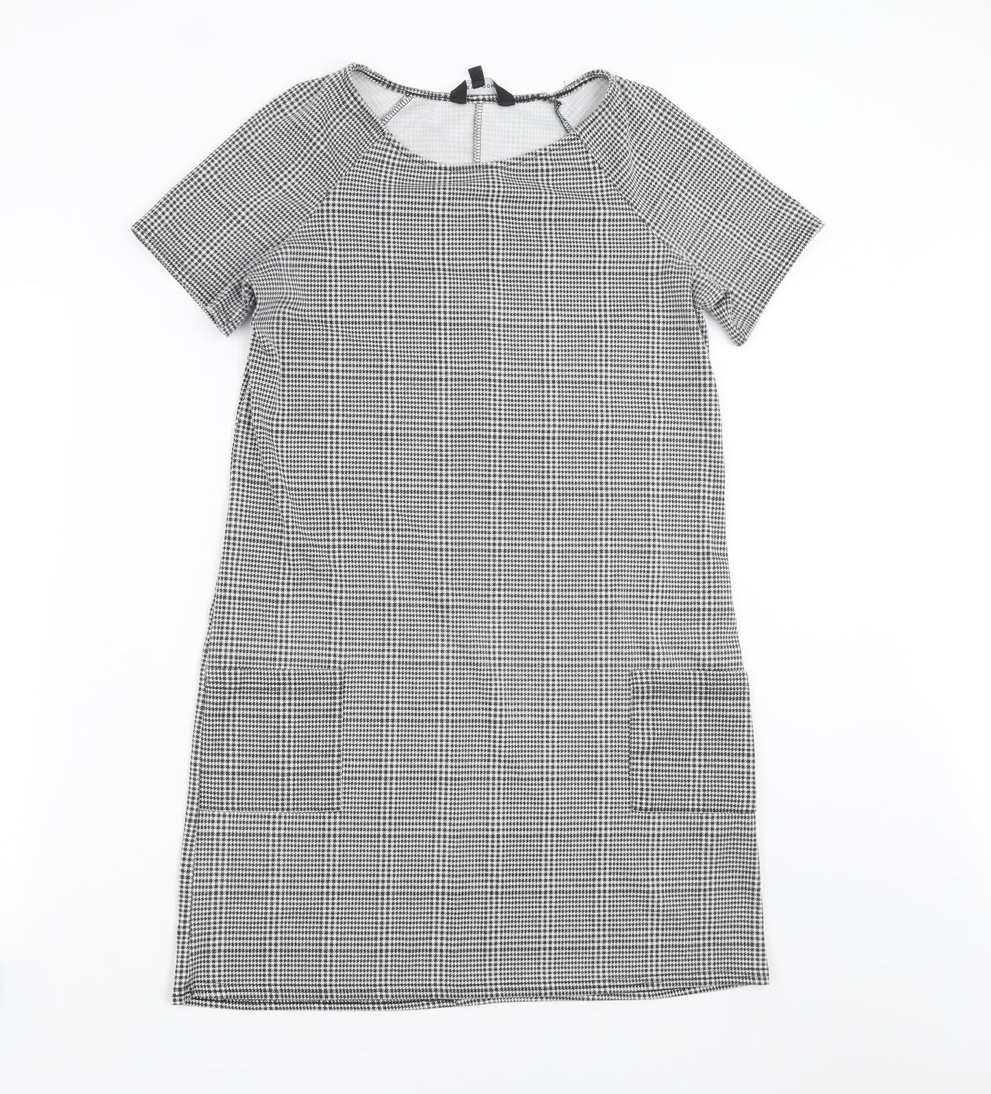 New Look Womens Black Houndstooth  T-Shirt Dress  Size 10