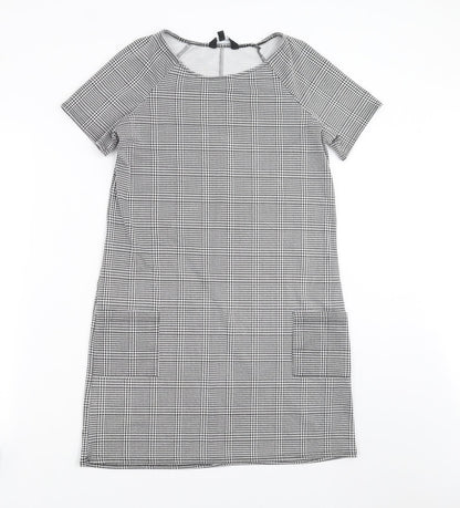 New Look Womens Black Houndstooth  T-Shirt Dress  Size 10