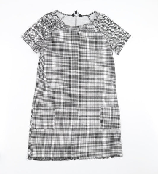 New Look Womens Black Houndstooth  T-Shirt Dress  Size 10