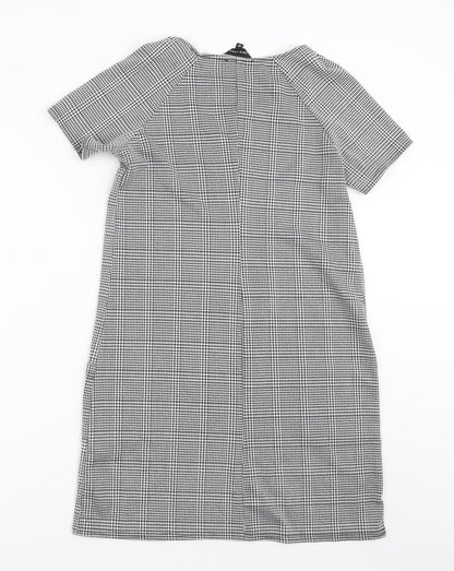 New Look Womens Black Houndstooth  T-Shirt Dress  Size 10