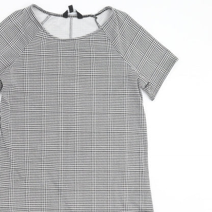 New Look Womens Black Houndstooth  T-Shirt Dress  Size 10