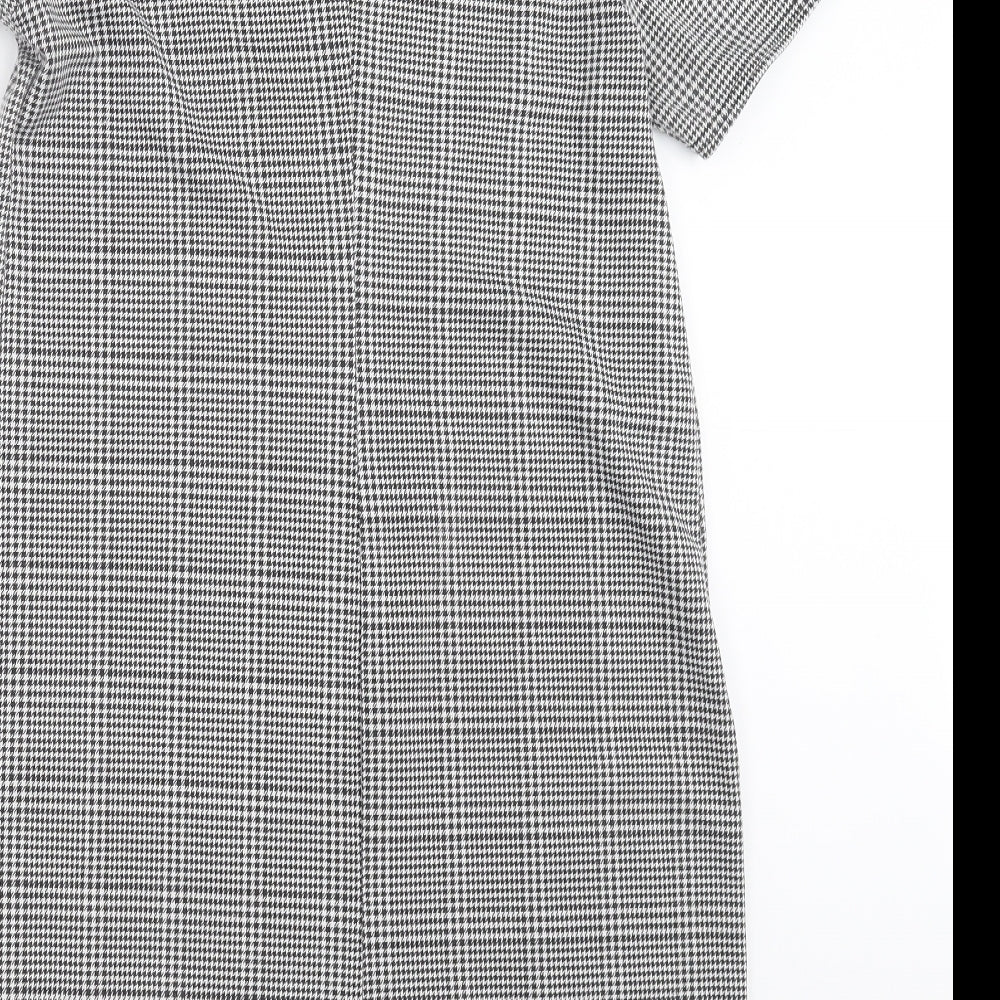 New Look Womens Black Houndstooth  T-Shirt Dress  Size 10