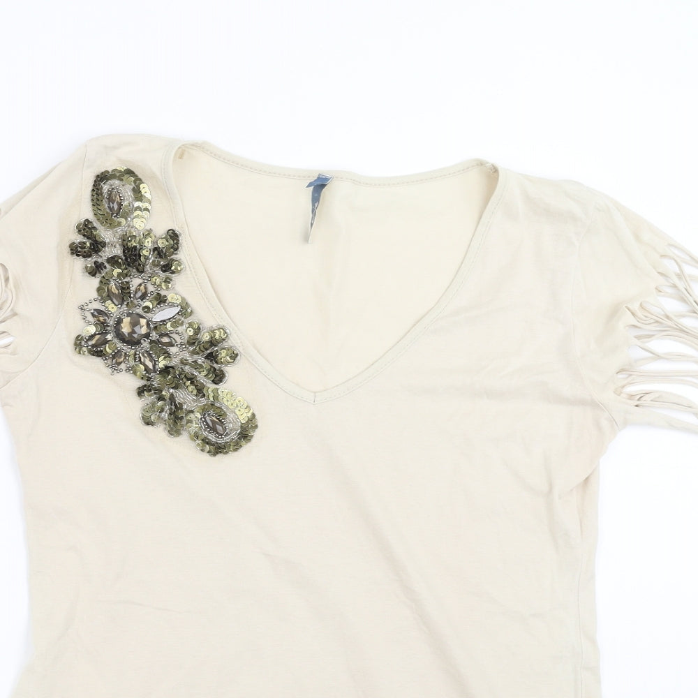 Womens UK Size 16 Evie Beige Basic T-Shirt