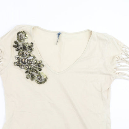 Womens UK Size 16 Evie Beige Basic T-Shirt