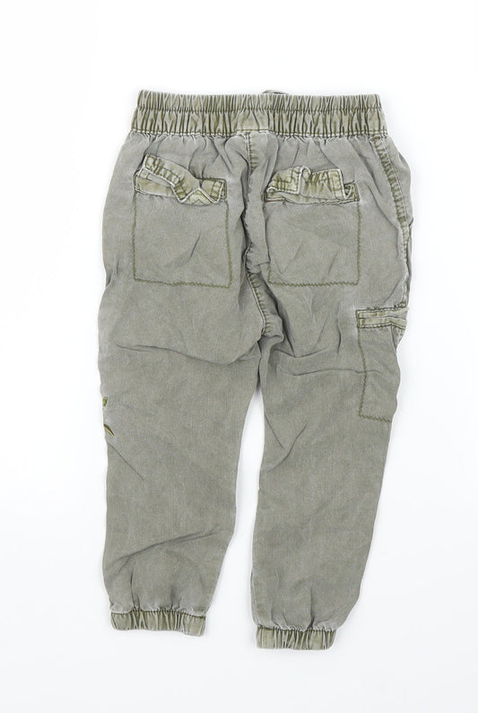 NEXT Girls Green Floral  Cargo Jeans Size 12 Months