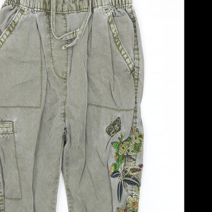 NEXT Girls Green Floral  Cargo Jeans Size 12 Months