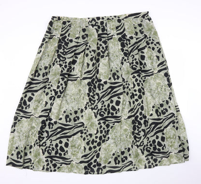 Profiles Womens Green Animal Print  Pleated Skirt Size 16  - Leopard print