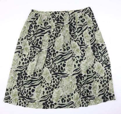 Profiles Womens Green Animal Print  Pleated Skirt Size 16  - Leopard print