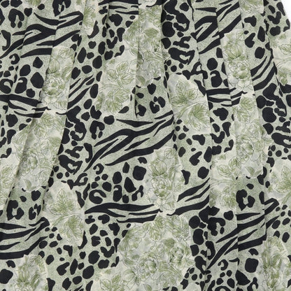 Profiles Womens Green Animal Print  Pleated Skirt Size 16  - Leopard print