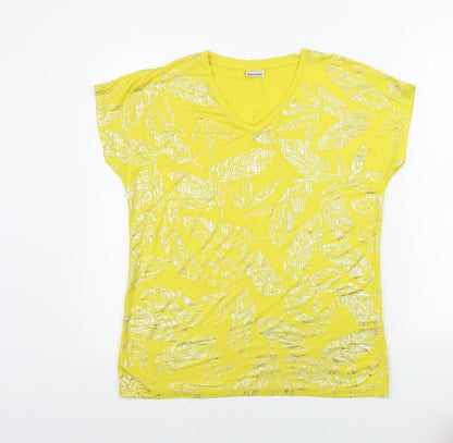 Womens UK Size 10 Damart Yellow Basic T-Shirt