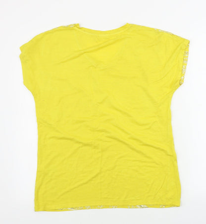 Womens UK Size 10 Damart Yellow Basic T-Shirt