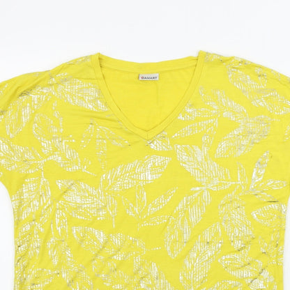Womens UK Size 10 Damart Yellow Basic T-Shirt
