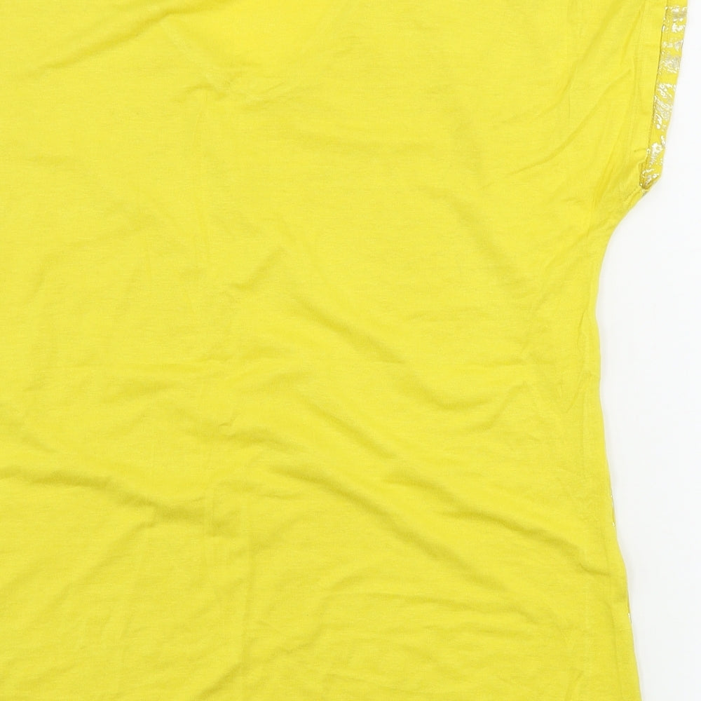 Womens UK Size 10 Damart Yellow Basic T-Shirt