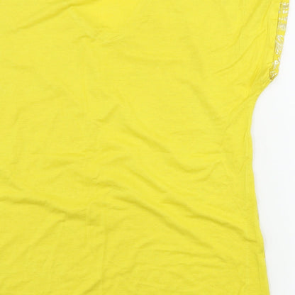 Womens UK Size 10 Damart Yellow Basic T-Shirt
