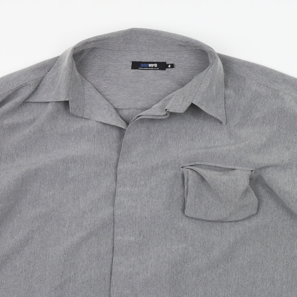 Mens UK Size XL Peter Werth Grey  Button-Up Long Sleeve Casual Shirt