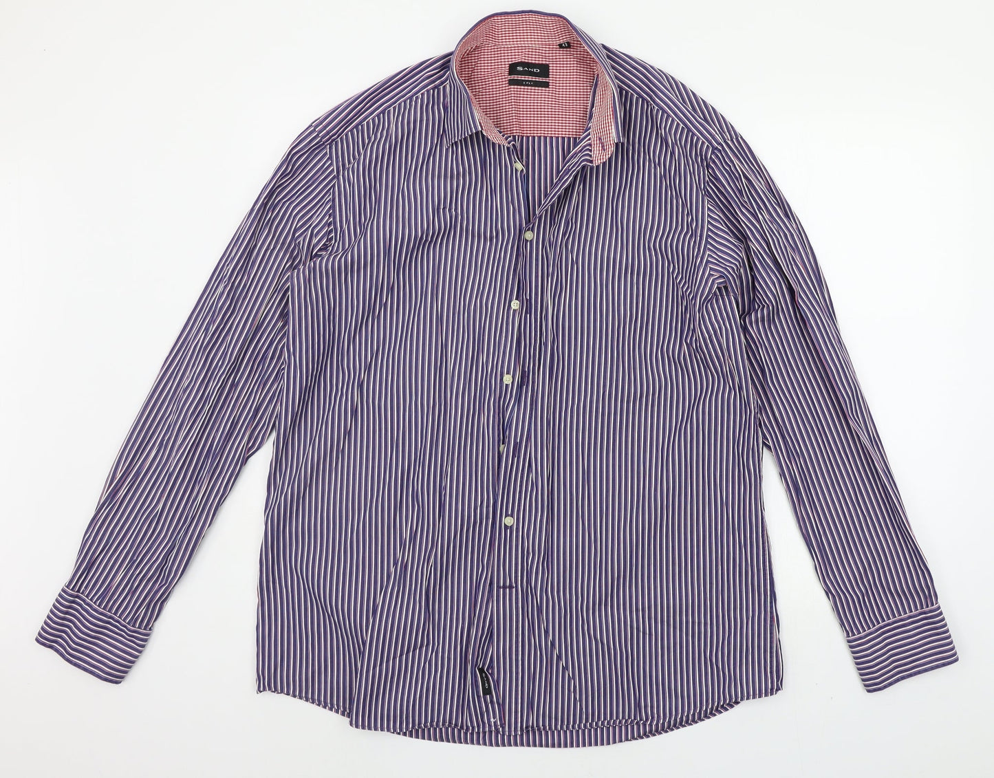 SAND Mens Blue Striped   Button-Up Size XL