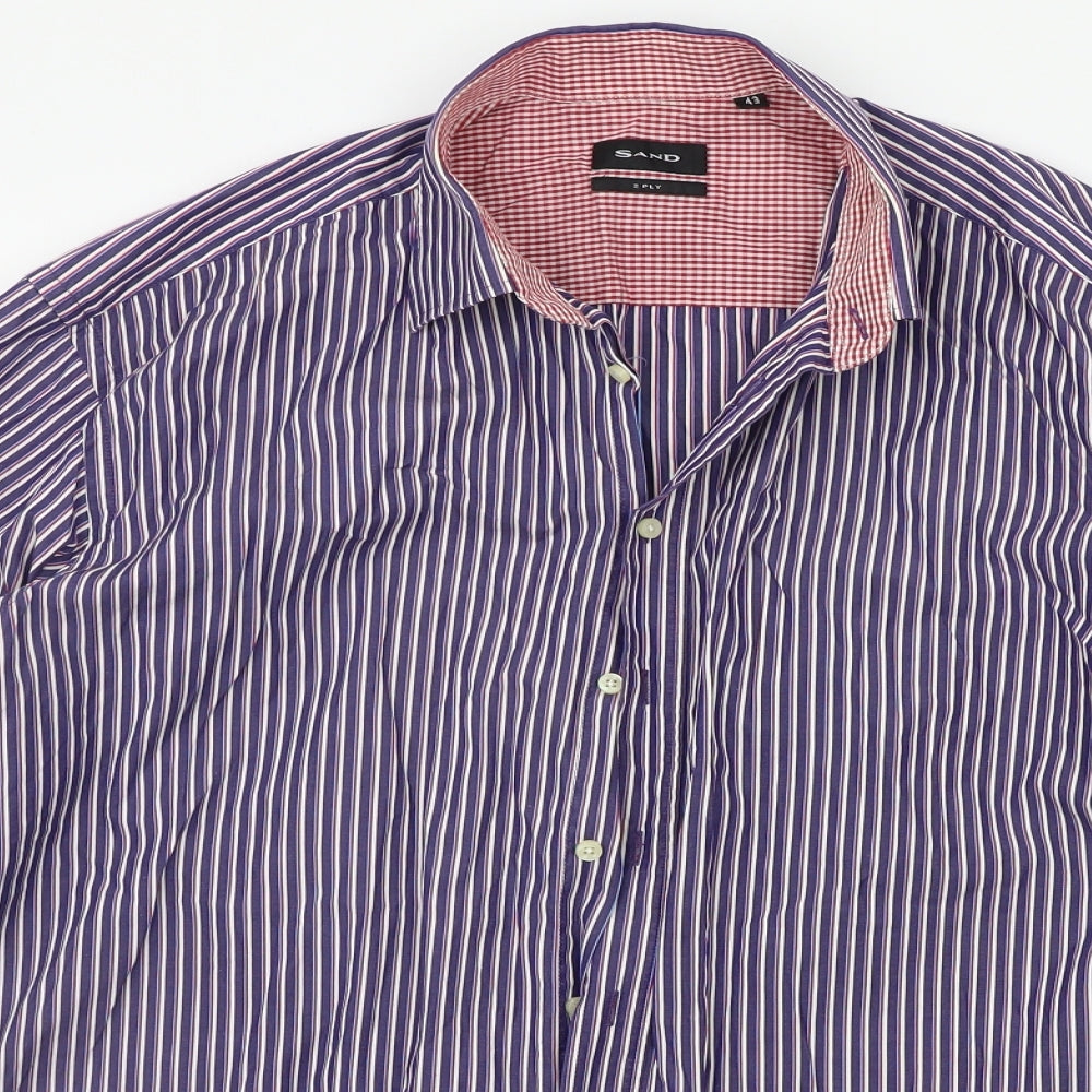 SAND Mens Blue Striped   Button-Up Size XL