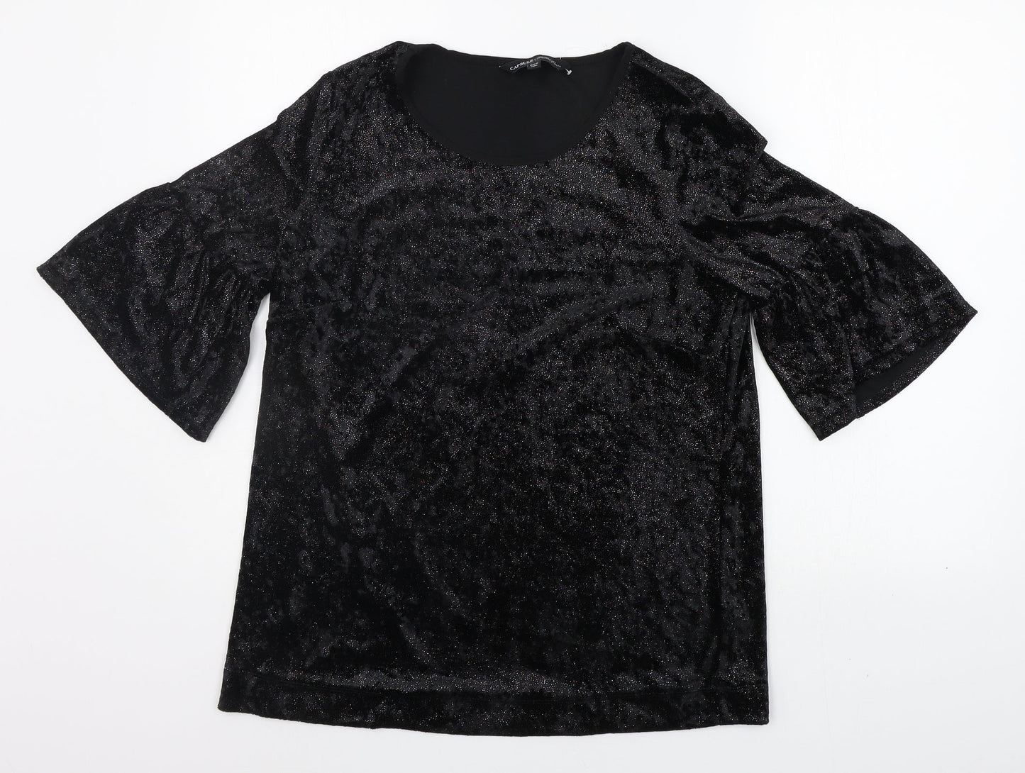 Womens UK Size 10 CAPSULE Black Basic T-Shirt