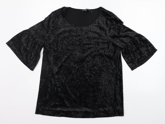CAPSULE Womens Black   Basic T-Shirt Size 10  - Glitter Detail