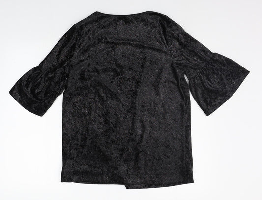 CAPSULE Womens Black   Basic T-Shirt Size 10  - Glitter Detail