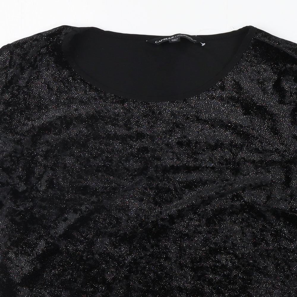 Womens UK Size 10 CAPSULE Black Basic T-Shirt